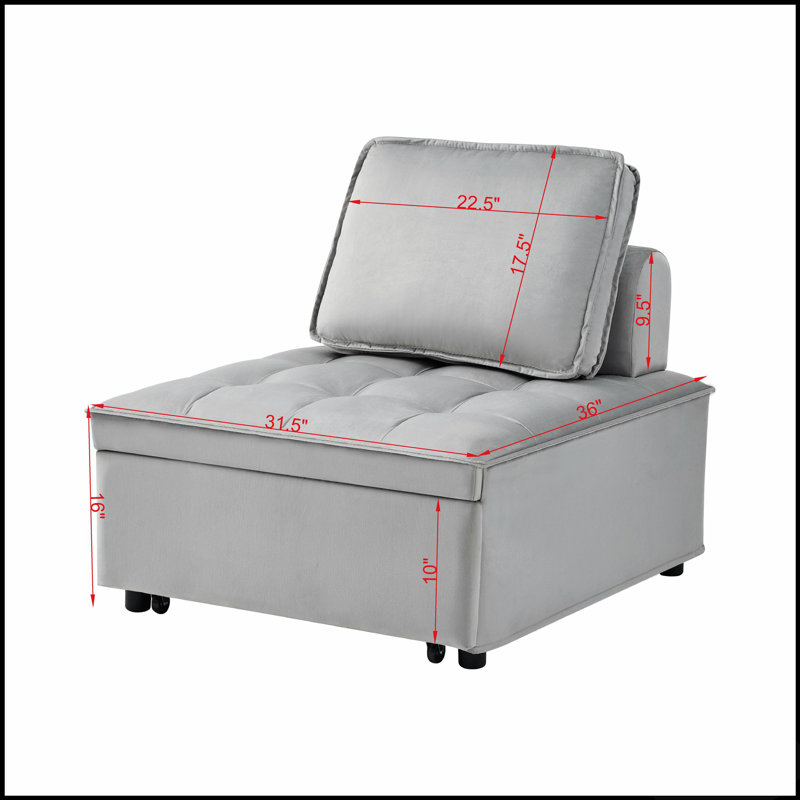 Canapé-lit convertible en velours avec coussin amovible, parfait pour les espaces modernes et traditionnels, Gris