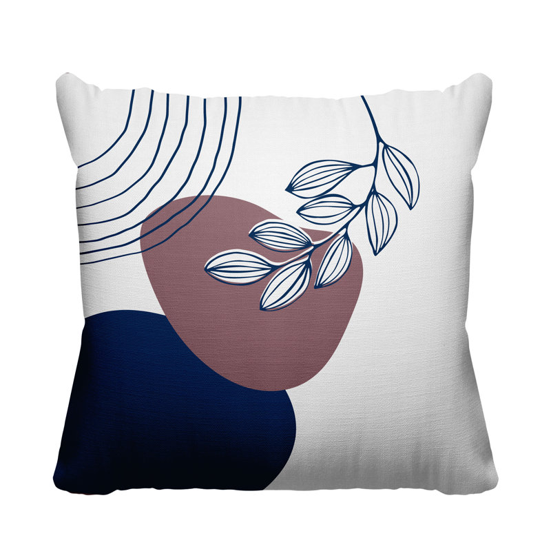 Coussin intérieur / extérieur Lupita, Mauve / bleu marine, L 19 po x H 19 po