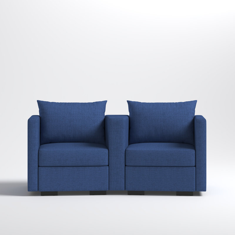 Causeuse Malena, Mélange de polyester bleu
