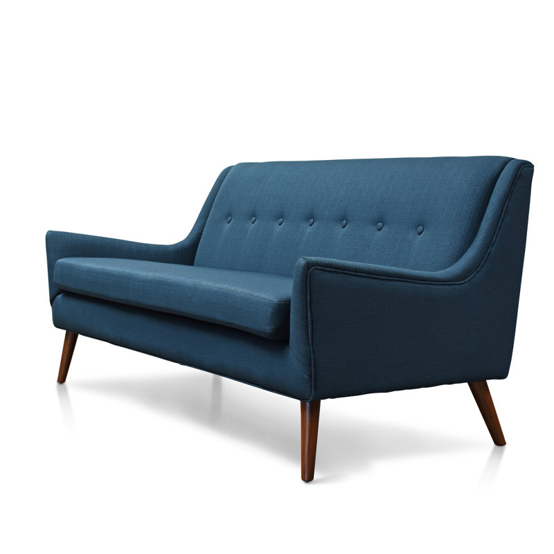 Angela Love Seat, Button Tufting, Azure