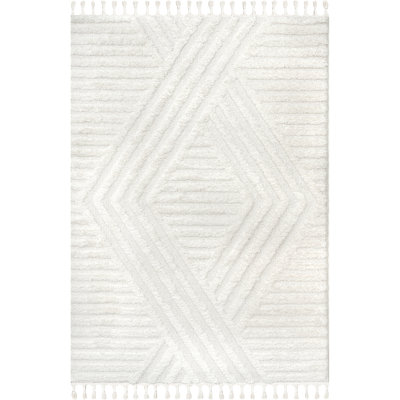 Geometric Shag Tassel Area Rug