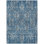 9' X 12' Blue And Ivory Floral Washable Indoor Outdoor Area Rug