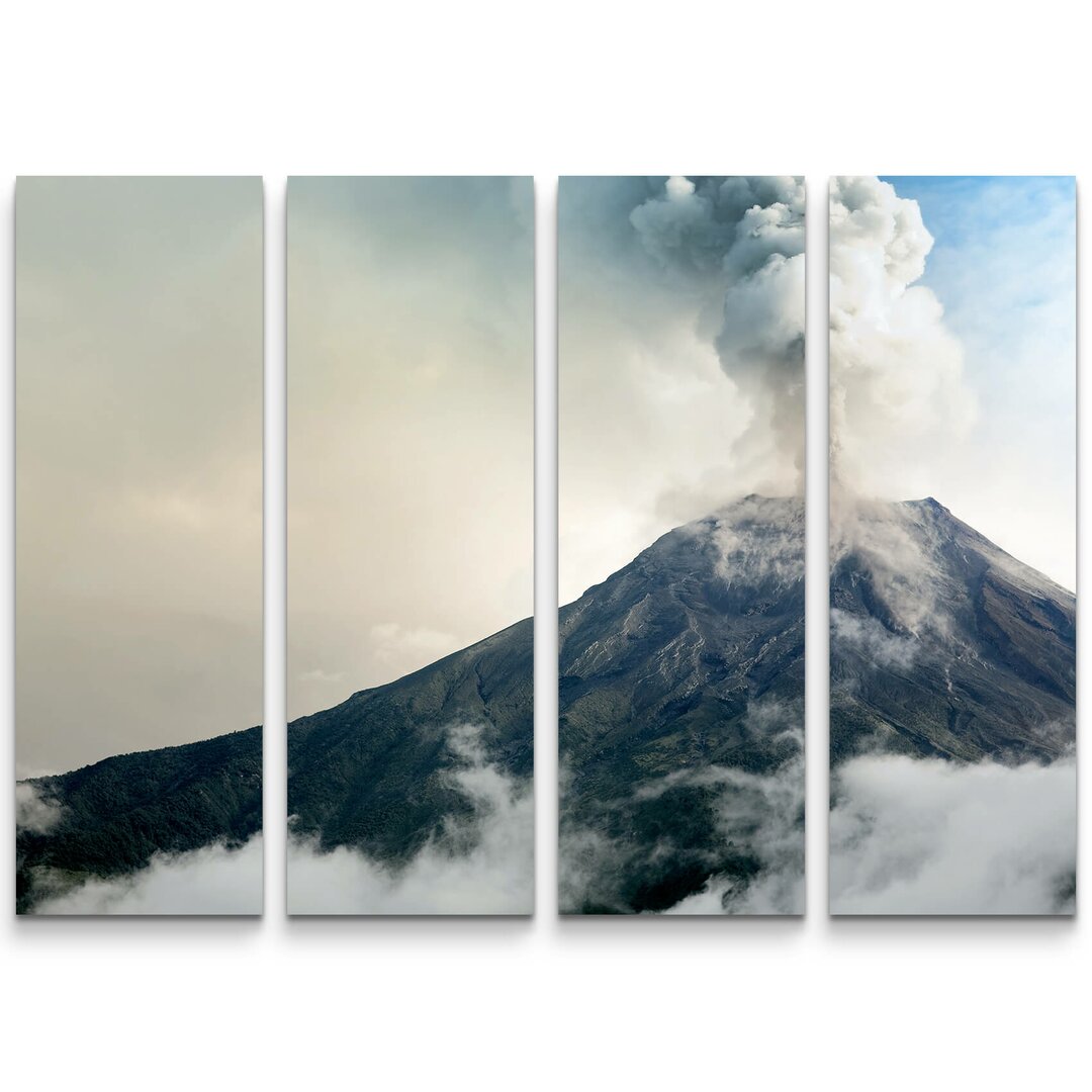 4-tlg. Leinwandbilder-Set Vulkan Tungurahua mit Rauchwolke - Ecuador