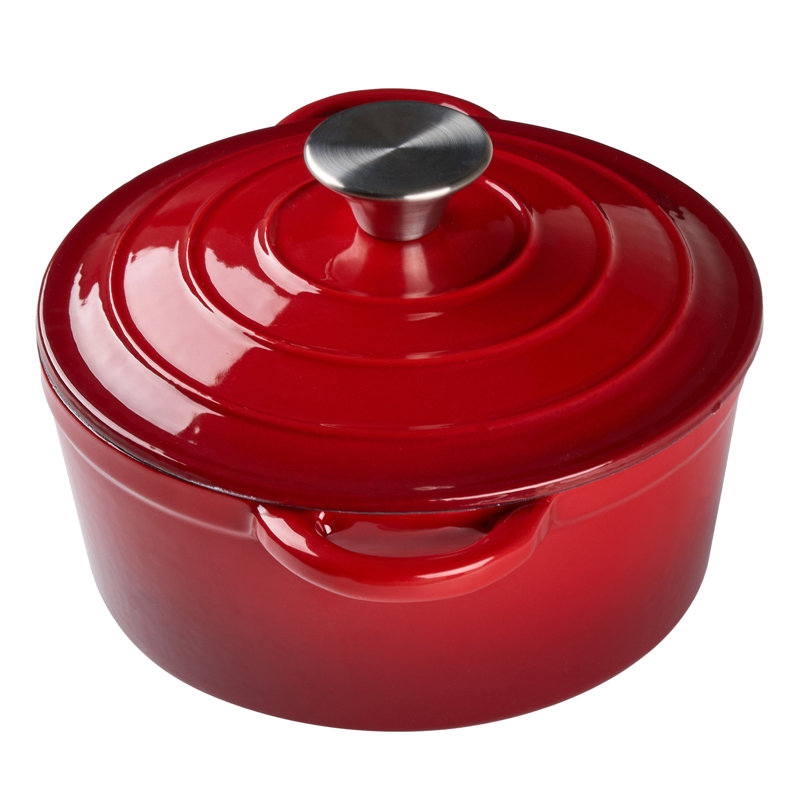 Living And Home 4L Cast Iron Stock Pot, Red