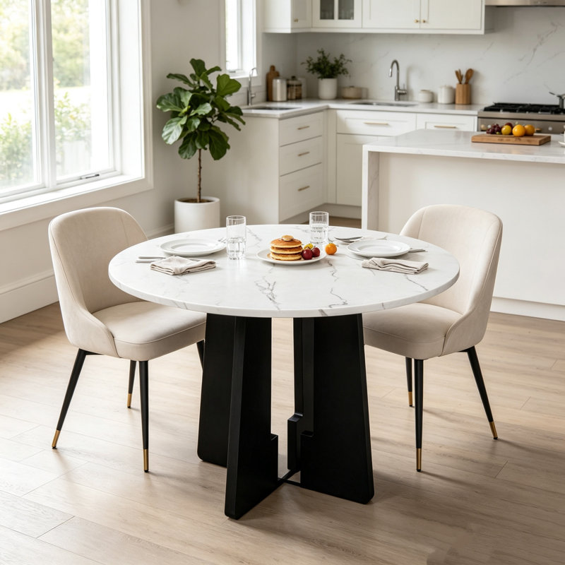 Table de salle à manger Chmura, 29.8"H x 43.3"L x 43.3"W, Blanc
