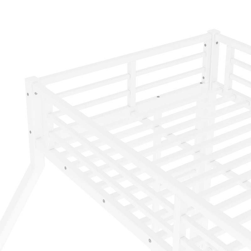 Lit superposé simple au-dessus de grand lit simple en métal TG, solution d'espace pour les adolescents, réduction du bruit, blanc, structure, espace de rangement sous le lit, installation sur 2 côtés, option de sommeil Éléments pour les adolescents et les adultes, deux forts