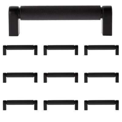 Kent Knurled 4" Matte Black Bar Pull Multipack
