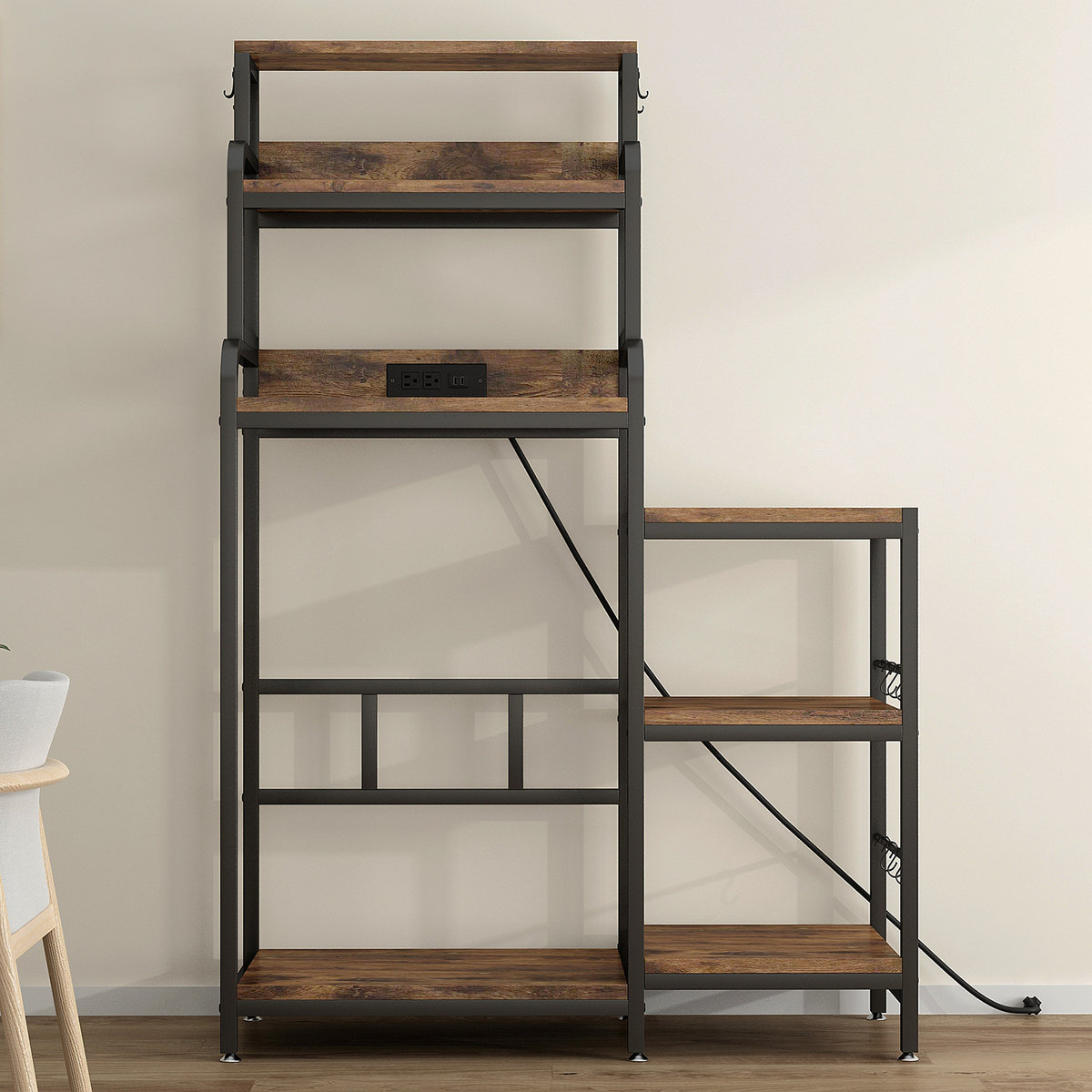 Rebrilliant 7-Tier Kitchen Freestanding Storage Rack With Power Outlets ...