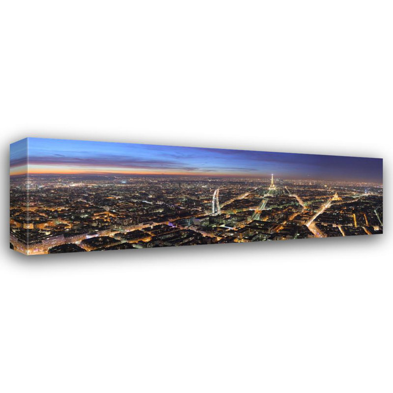Paysage urbain de Paris la nuit, France, H 8 po x l 24 po