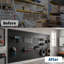 Panneaux muraux à lattes, système de rangement mural 122 x 244 cm pour garage et outils, panneaux en PVC robustes, installation facile à faire soi-même pour garage, atelier ou magasin.