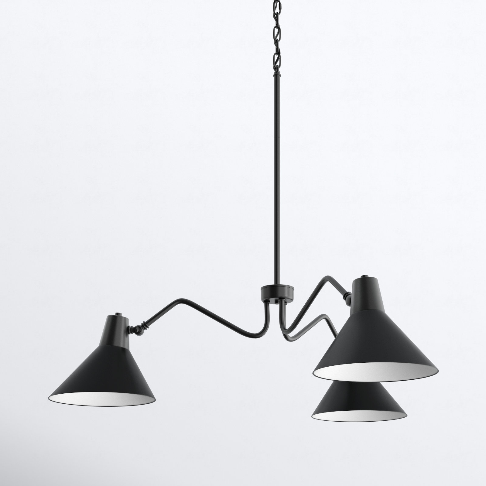 3 - Light Dimmable Chandelier, Matte Black, Black