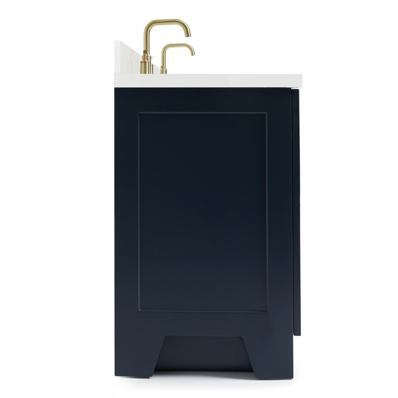73 IN.  Single Bathroom Vanity, Midnight Blue, Rectangular,  White Quartz
