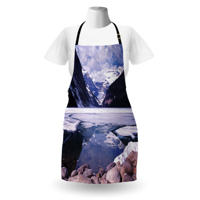 East Urban Home Winter Apron Unisex, Lake Louise Alberta, Adult Size, Dark Purple Lavender -  35DE3DD03D5341E2939662F5D9FD3ED6