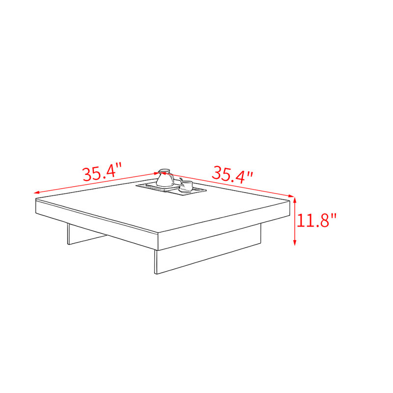 Table basse luxueuse de style italien., H 11,8 po x L 35,4 po x l 35,4 po, Brun