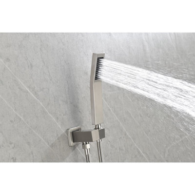 Ensemble de douche avec connecteur de 1/2 po - pomme de douche à pluie, douche à main, valve, support, tuyau, système innovant de niche: mise à niveau de salle de bain