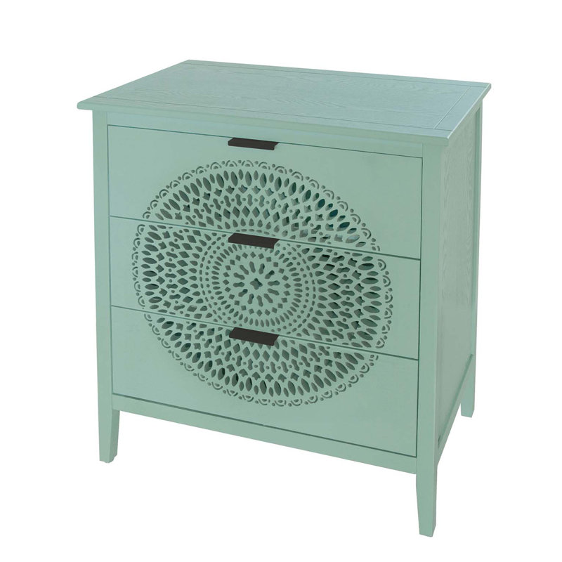 Commode 3 tiroirs Huertas, Vert clair