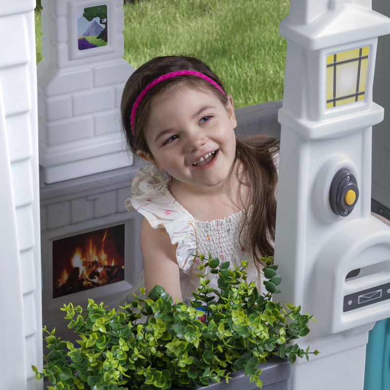 Neat & Tidy Cottage Gray Plastic Kids Playhouse with Windows