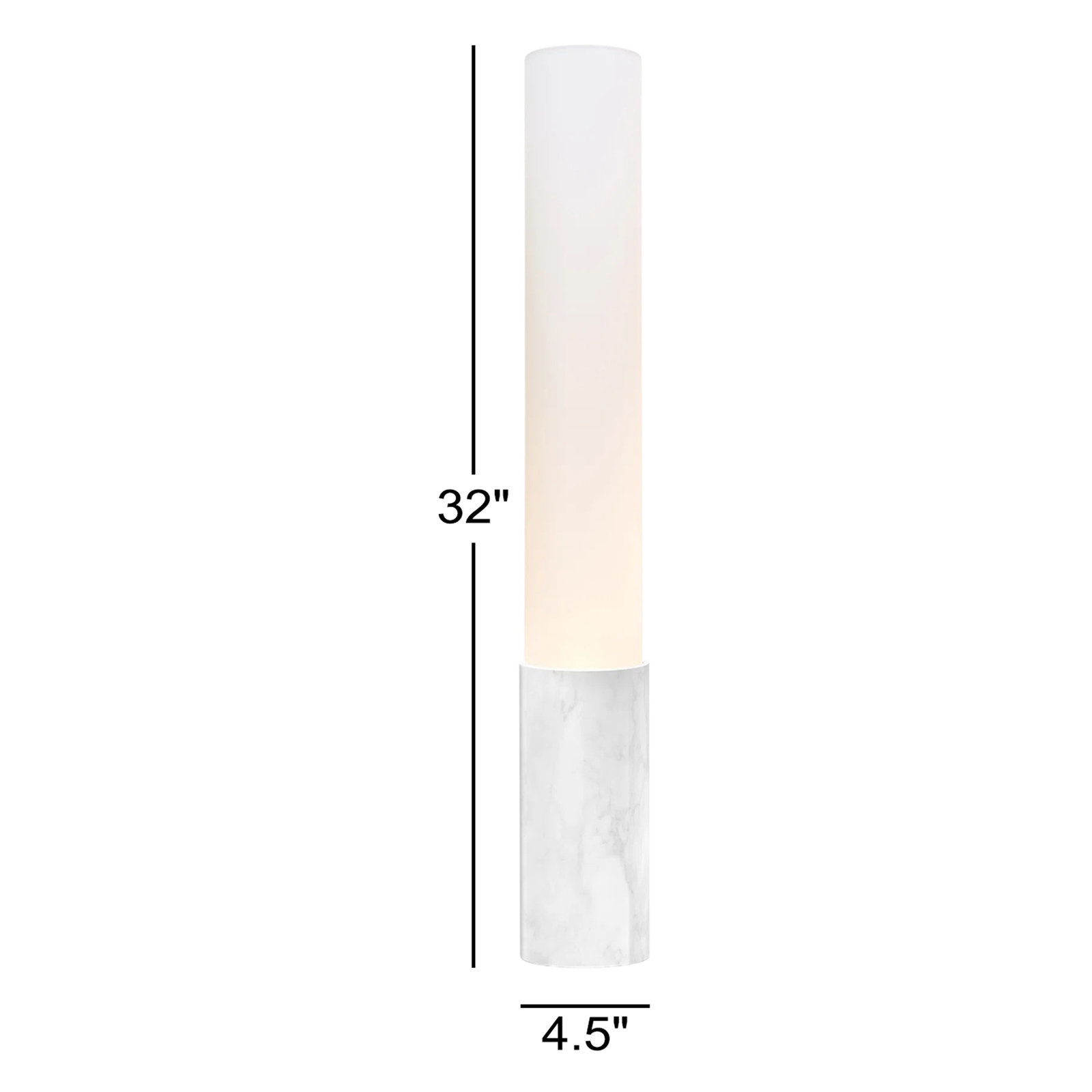 Elise 32" Dimmable Floor Lamp, Marble White, 32" H x 4.5" W x 4.5" D