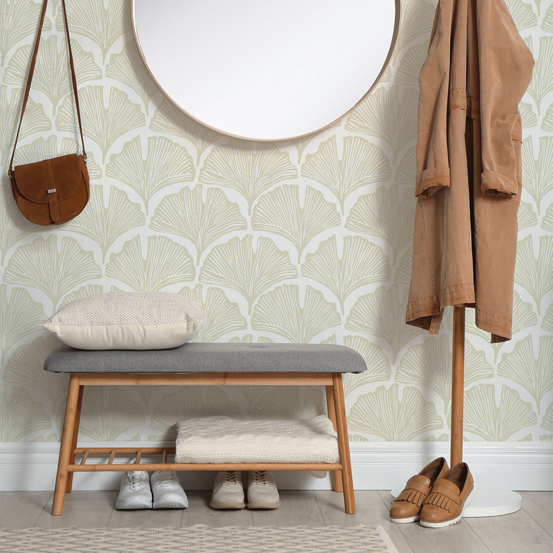 Feather Palm Self-Adhesive Wallpaper Roll, Waverly White Palm