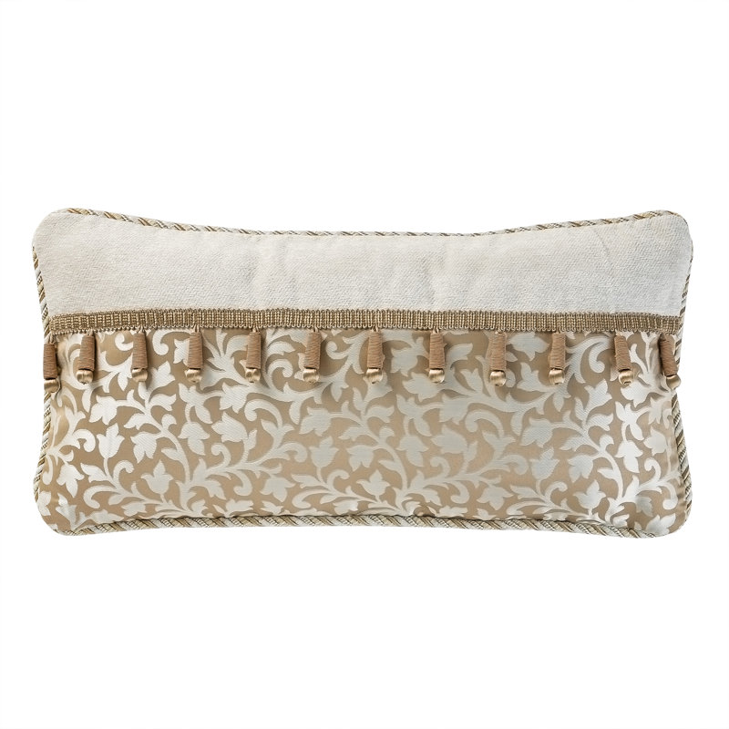 Ivory and Gold Embroidered Floral Jacquard Pillow Set