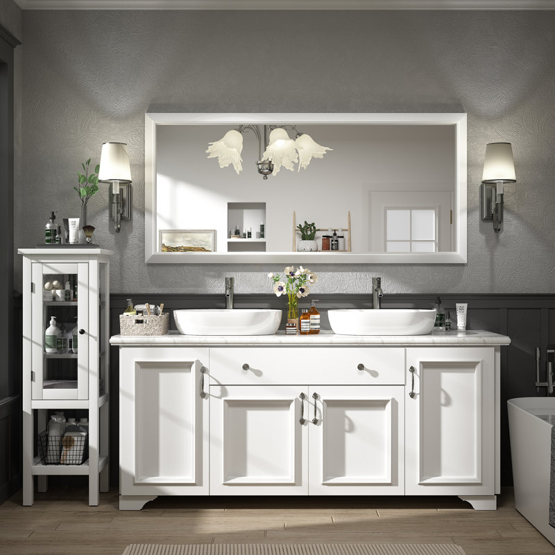 Miroir mural Amara, Blanc mat, 60 po x 28 po