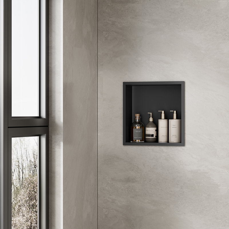 Pevzner Stainless Steel Shower Niche, Recessed Shower Niche Wall Mounted, 5colors shower shelf 30 x 30cm, Black