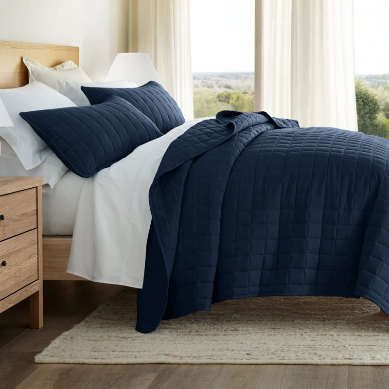 Ensemble de courtepointe Becky Cameron, Couvre-lit simple / simple TG + 1 taie décorative, Marine