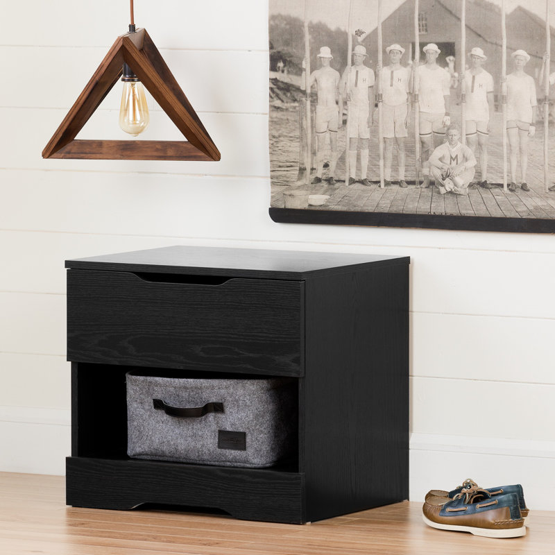 Holland 1 Drawer Nightstand, Black Oak