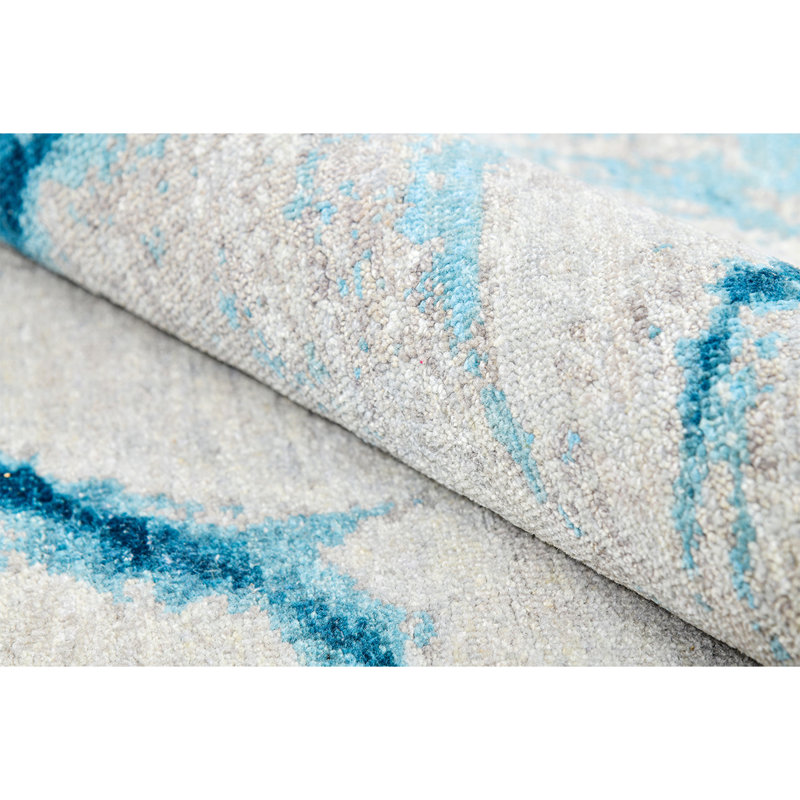 Abstract Area Rug in Teal, Rectangle 8' x 10'