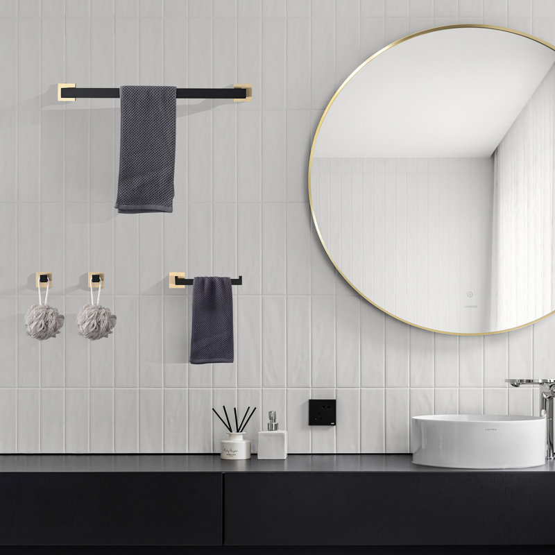 10 - Piece Bathroom Hardware Set, Black/Gold