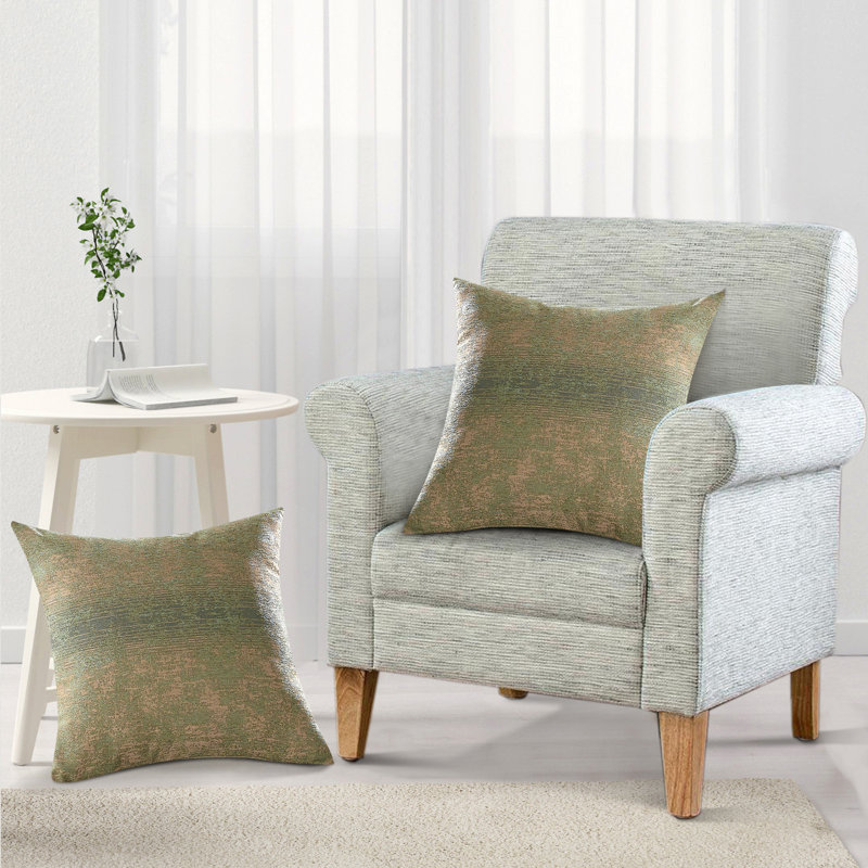 Jacquard Chenille Jacquard Chenille Big Zipper Square Pillow Cover, Taupe/Sage