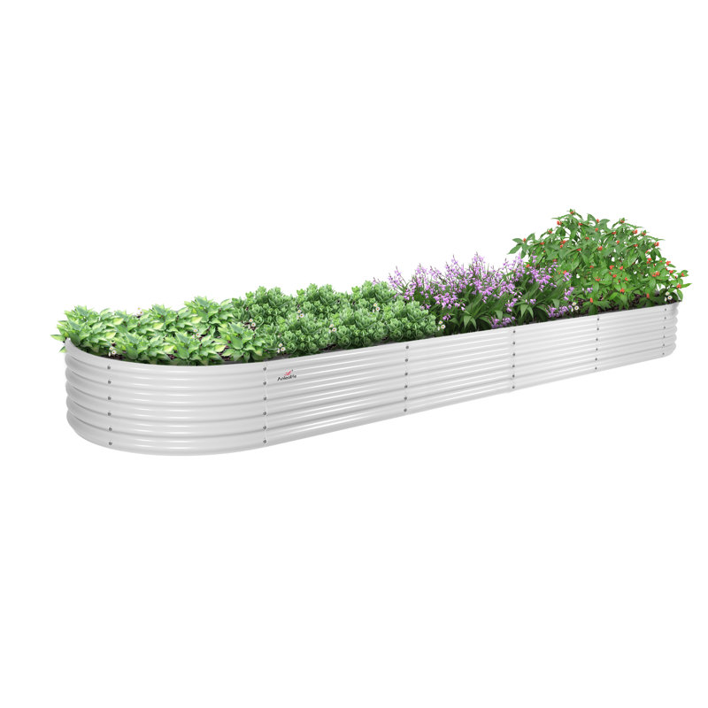 12x3x1.5ft Galvanized Steel Raised Garden Bed White