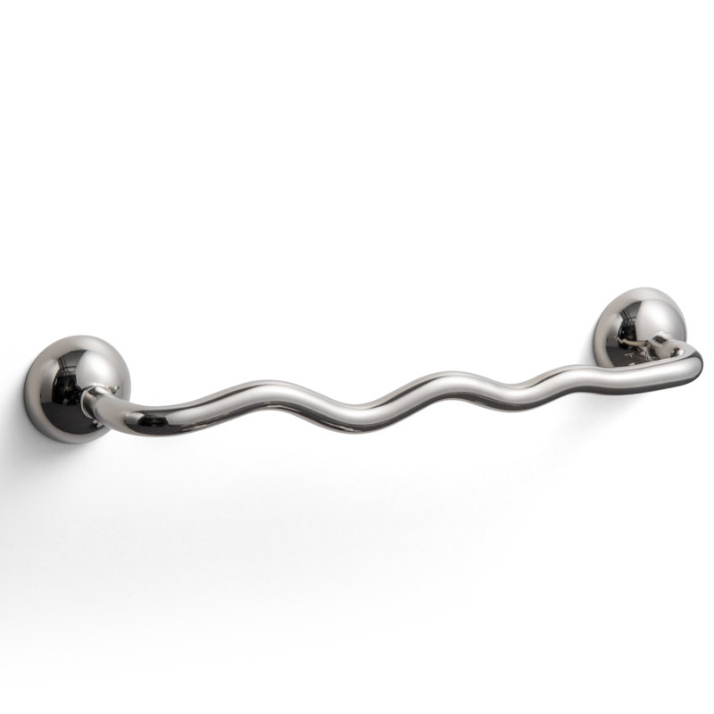 Poignée d'armoire en laiton massif ondulé 5 po, 5", Titanium Silver