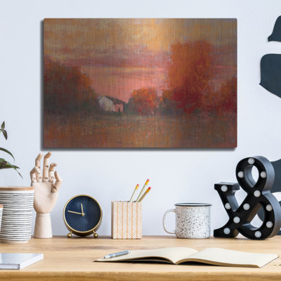 Art mural en métal Rosalind Wheeler «Orange Sky» par Carol Strock Wasson