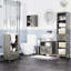 Armoire de salle de bain compacte avec 2 portes et tablette ouverte, rangement sous la porte gris