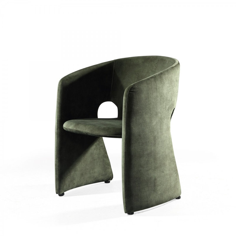 Fauteuil demi-tonneau en velours 24 po, Velours vert