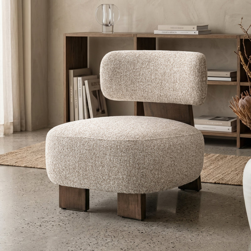 Fauteuil d'appoint rembourré à profil bas Premier, Marron clair