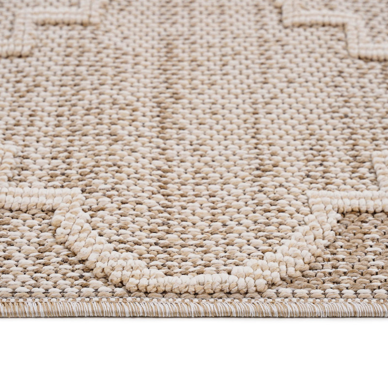 Tapis crème à treillis tissé 5 x 7 et sans perte de poils, convient aux endroits très passants de la maison et plus