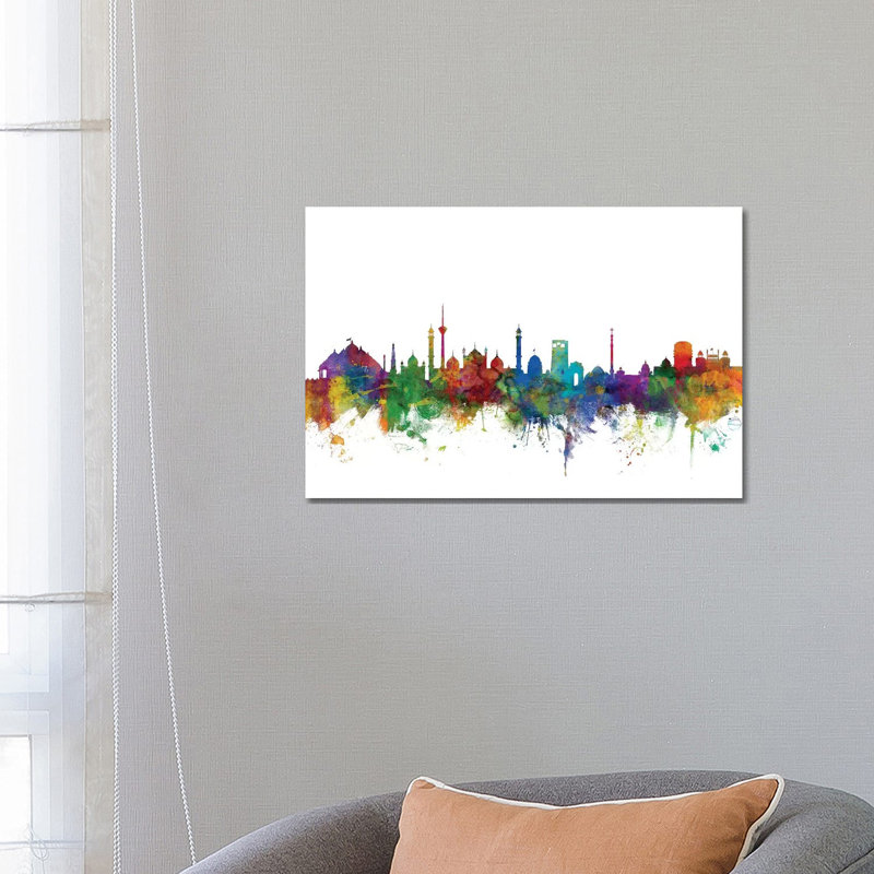 New Delhi, India Skyline by Michael Tompsett - Wrapped Canvas Gallery-Wrapped Canvas Giclée