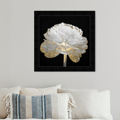 Or et lumière florale II - Peinture encadrée sur papier
