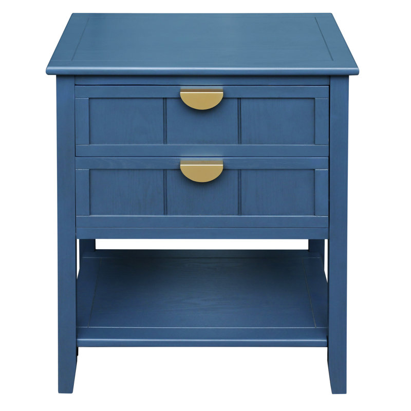 2 Drawer Side Table, Blue
