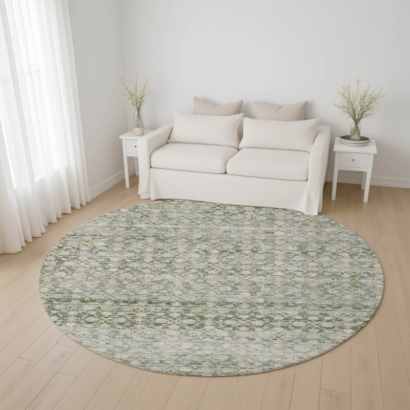 Premium Machine Washable Bucz AMF1747 Stripe Rug, Round 8'