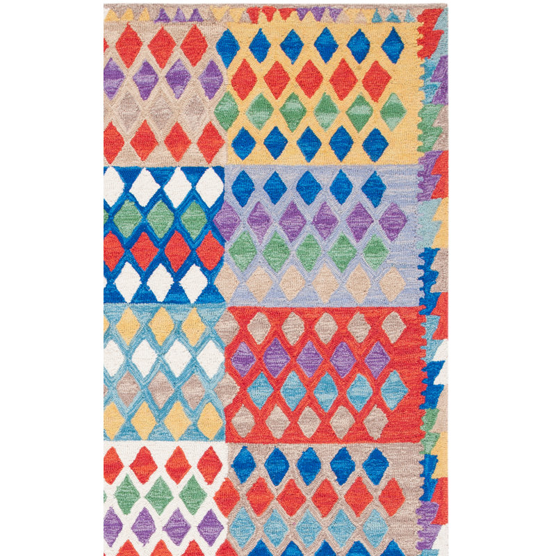 Tapis rouge / bleu Horwich 406, Rectangle de 5 pi x 8 pi