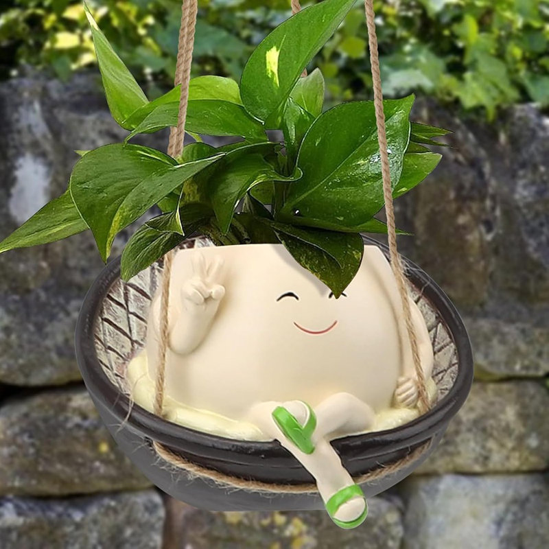 Pot de fleurs suspendu en résine