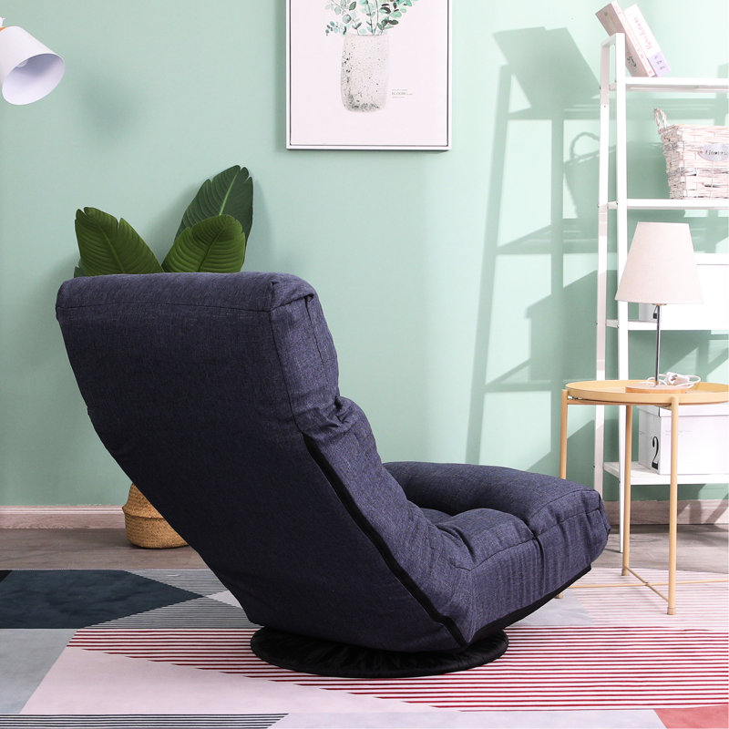 Reclining Floor Chair With Metal Frame, 360-Degree Rotation - For Relaxing Navy 3 Adjustment Functions, 28.54 Lb Weight Home Use