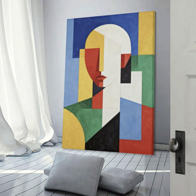 Multi Color Geometric Wall Art, Color Block Symphony - 1 Modern Abstract Canvas Painting Ready To Hang For Home Office Decor Frame-Style 24X36inch(60X90cm)