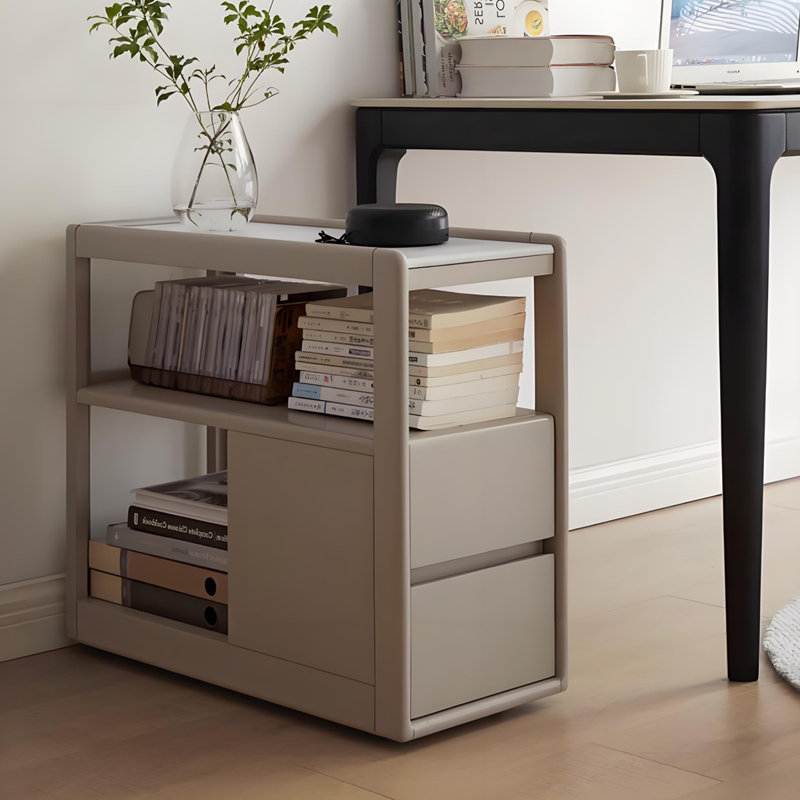 Modern Minimalist Gray Sintered Stone Rectangular Side Table