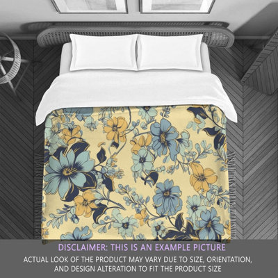 Floral Blue/Yellow Microfiber Comforter