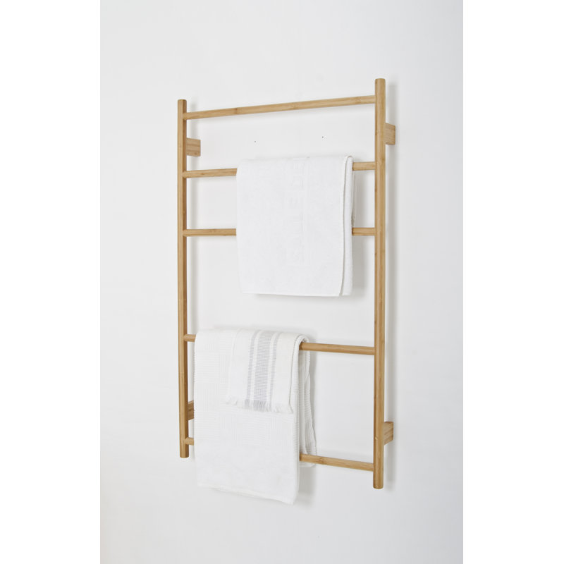 Mendocino Wood 4 Wall Towel Rack, Natural Bamboo