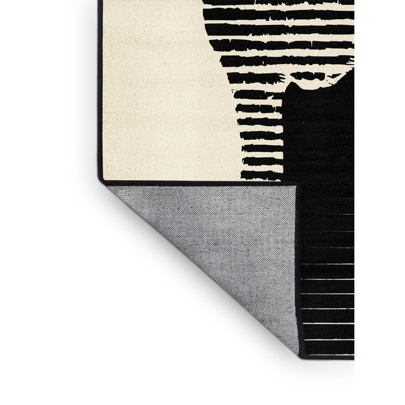 Machine Washable Ozgur Kangaroo Marsupial Modern & Contemporary Striped Rug in Gray – Black Binding, 3x5
